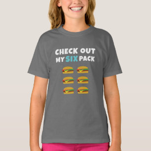 Camiseta Veja meu pacote de seis burgers.