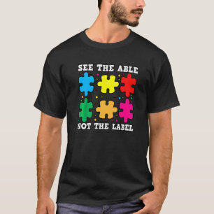 Camiseta Veja O Able Not The Label Quebra-cabeça Autism Con