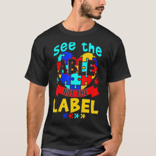 Camiseta Veja O Able Not The Label Quebra-cabeça Autism Con