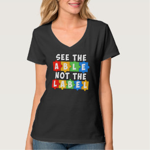 Camiseta Veja O Able Not The Label Quebra-cabeça Autism Con