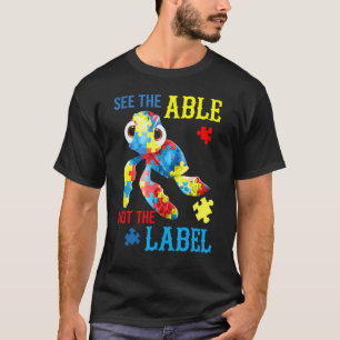 Camiseta Veja O Capaz Não O Rótulo Tartaruga Puzzle Autismo