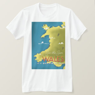 Camiseta Veja o poster de viagens Sun Wales.