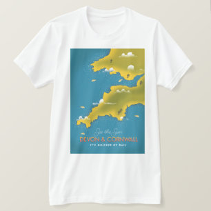 Camiseta Veja o Sol - Devon & Cornwall pôster de viagem.