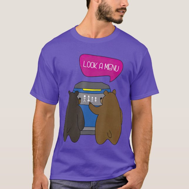Camiseta Veja Um Menu Acampamento De Urso Engraçado (Frente)