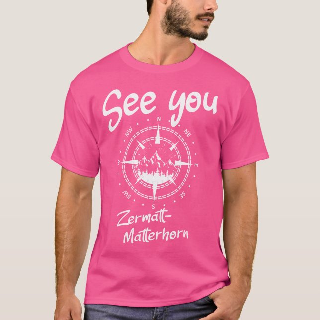 Camiseta Veja Você Zermatt-Matterhorn Suiça Caminhando Vaca (Frente)