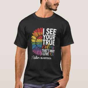 Camiseta Vejo Sua Verdadeira Cor Infinidade Arco-íris Neuro