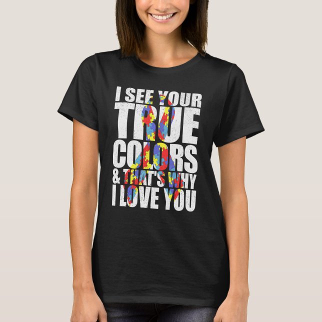 Camiseta Vejo Suas Cores Verdadeiras Quebra-Cabeça da Fita  (Frente)