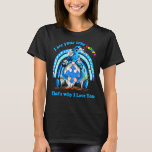 Camiseta Vejo Suas Verdadeiras Cores Azul Gnome Arco-Íris A