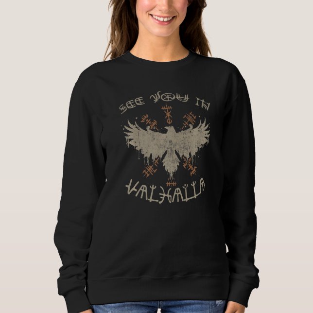 Camiseta Vejo Você Em Valhalla Vegvisir Viking Vikings (Frente)
