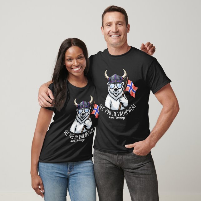 Camiseta Vejo Você Em Valhowla Urso Polar Viking Engraçado  (Unissex)