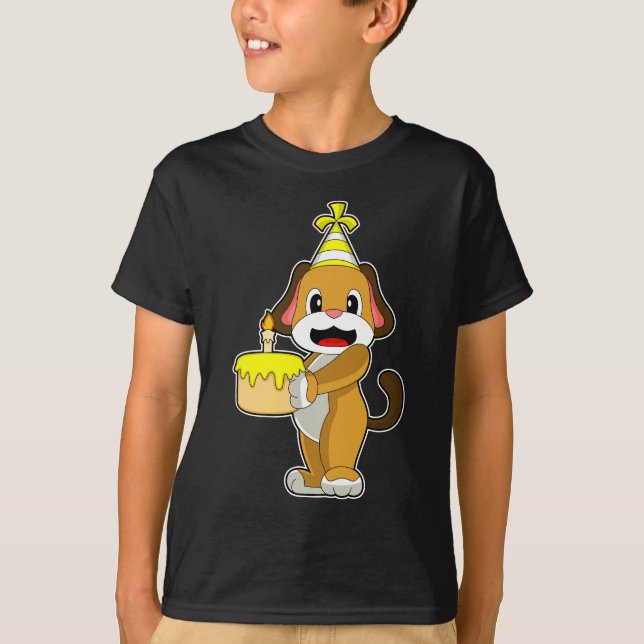 Camiseta Vela de Bolo de Aniversário do Cão (Frente)