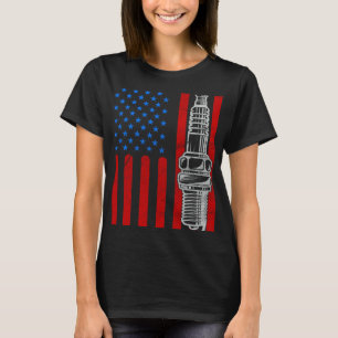 Camiseta Vela de Ignição Bandeira Americana Carro Patriótic