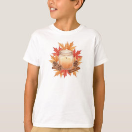 Camiseta Vela de Outono Aconchegante com Folhas de Bordo |