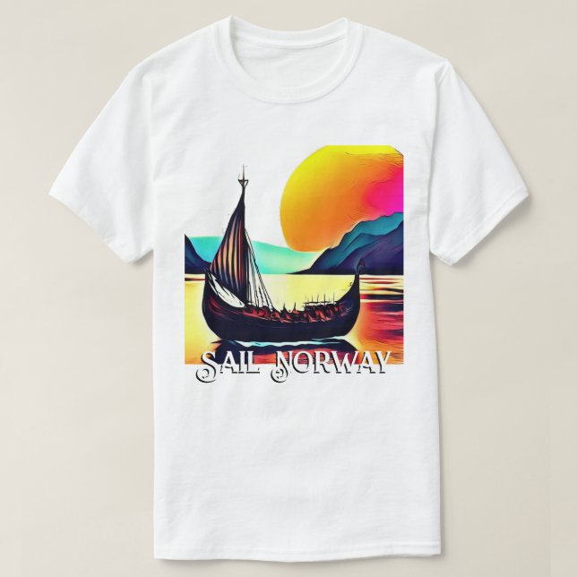 Camiseta Velas da Noruega com navio Vikiing (Frente do Design)