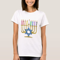 Velas de Arco-íris de Hanuka Menorah Dourada