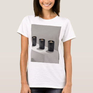 Camiseta Velas de linha preta minimalistas com chamas minús