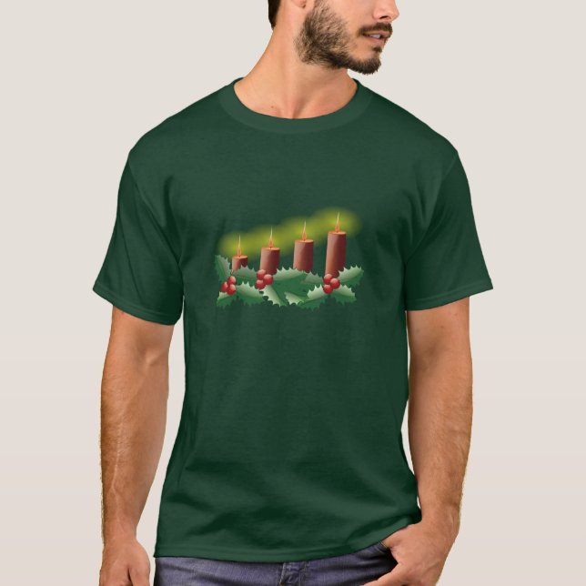 Camiseta Velas de Natal e Holly (Frente)