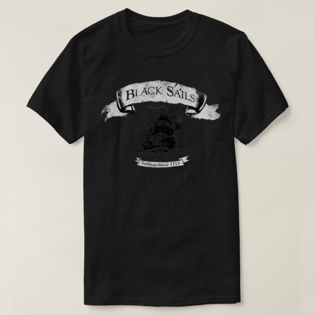 Camiseta Velas Negras Velejando Desde 1715 (Frente do Design)