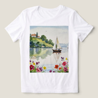 Camiseta Velero em um lago tranquilo