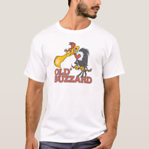 Camiseta velho abutre personagem de desenho engraçado