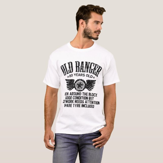 CAMISETA VELHO BANGER, 80 ANOS DE IDADE (Frente Completa)