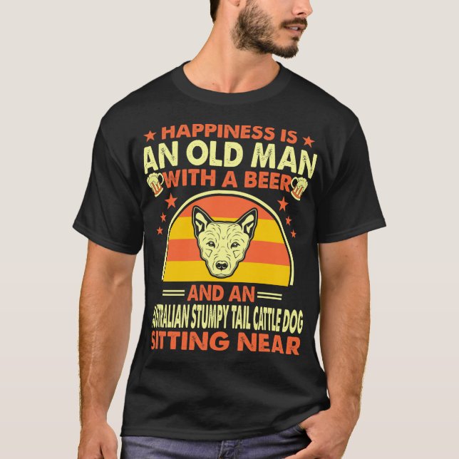 Camiseta Velho Bebê Australiano, Cão-De-Vaca-Aranha-Estumpo (Frente)