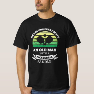 Camiseta Velho com um Presente de Pickleball Paddle