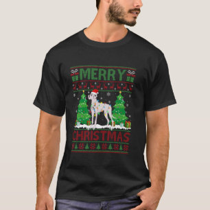 Camiseta Velho Doido Árvore de Natal Iluminando Vizsla Cach