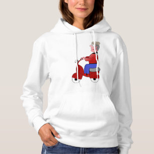 Camiseta Velho Engraçado Andando de Lambreta Vermelha