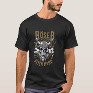 Camiseta Velho Homem Mau Nordmann Caveira Pai Avô Viking