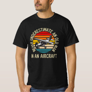 Camiseta Velho Homem Num Piloto Engraçado De Aeronave