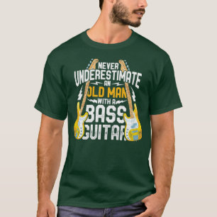 Camiseta Velho Músico Aposentário Bass Guitar Bassista