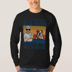 Camiseta Velho Resmungão Antigo Gosta de Cerveja e Bulld In