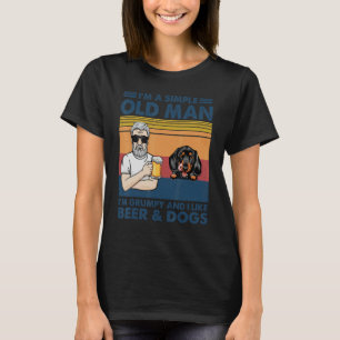 Camiseta Velho Resmungão Antigo Gosta de Cerveja e Cachorro