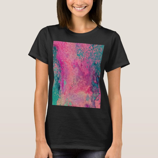 Camiseta “Vellum Etéreo” – Abstrato Rosa Azul Turquesa    (Frente)