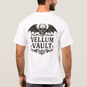 Camiseta Vellum Vault Gótico Caveira e Asas de Bat