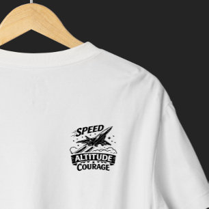 Camiseta Velocidade Altitude Coragem Aviação Jato Projeto
