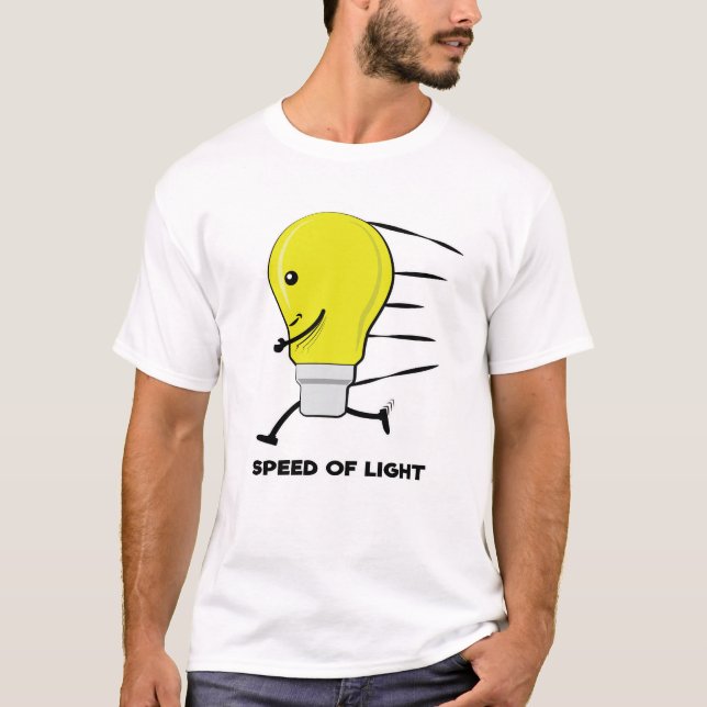 Camiseta Velocidade Da Luz - Lâmpada Engraçada de Corrida (Frente)