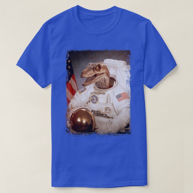Camiseta Velociraptor Astronaut Dino Space Suit Moon Rocket (Frente do Design)