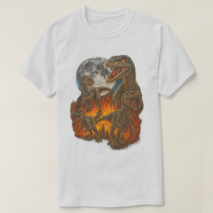 Camiseta Velociraptor Dinossauro Gráfico Vintage Estilo 90s