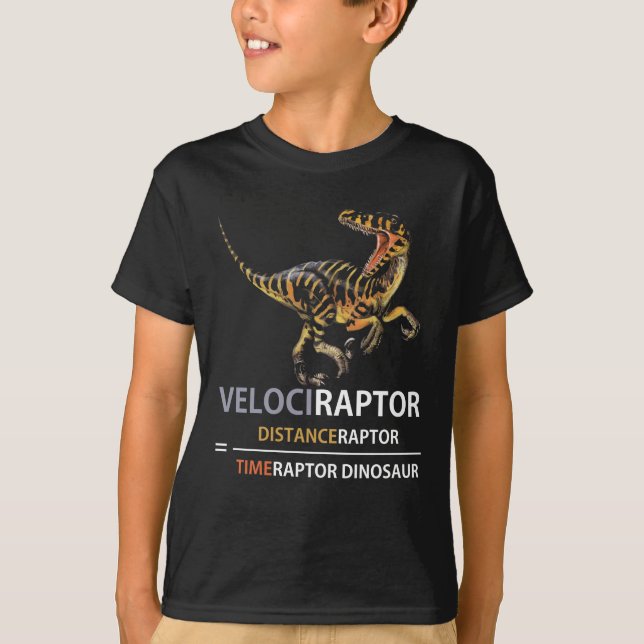 Camiseta Velociraptor do Dinossauro do Geek Matemático (Frente)