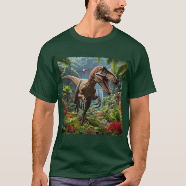 Camiseta Velociraptor: El Cazador Ágil de la Era Mesozoica (Frente)