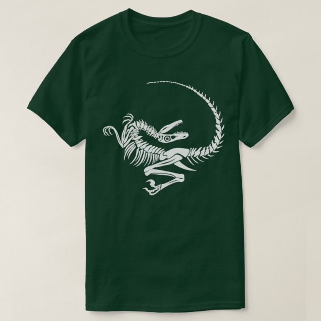 Camiseta Velociraptor Skeleton Invertido (Frente do Design)