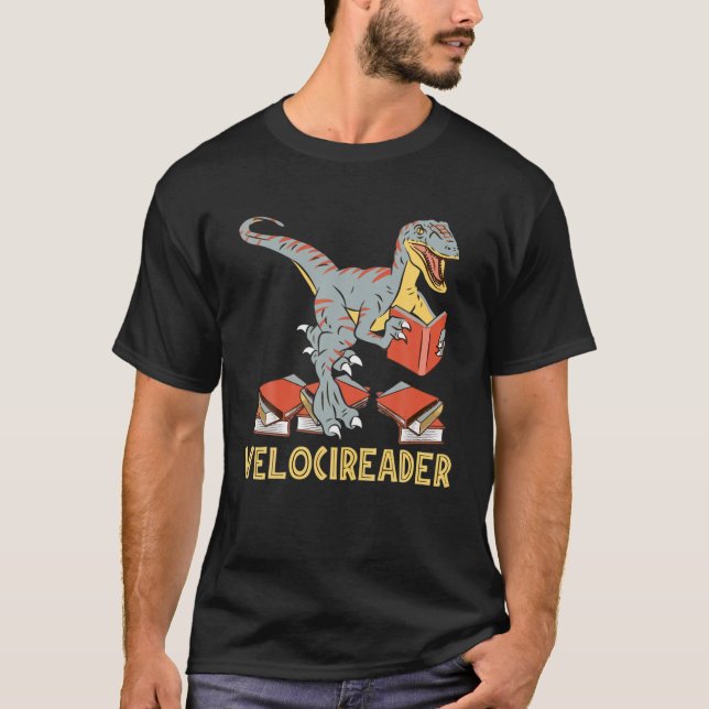 Camiseta Velocireader Funny Dinosaur Reading Gift (Frente)