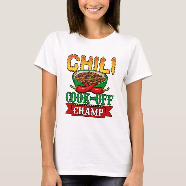 Camiseta Vencedor da Competição Chilli Cook Off Champ (Frente)