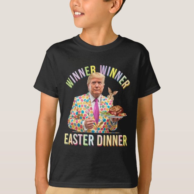 Camiseta Vencedor da Páscoa Janta Presidente Trump Happy (Frente)