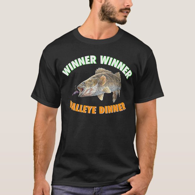 Camiseta Vencedor da pesca JANTAR DE LUZIO Fritada de peixe (Frente)