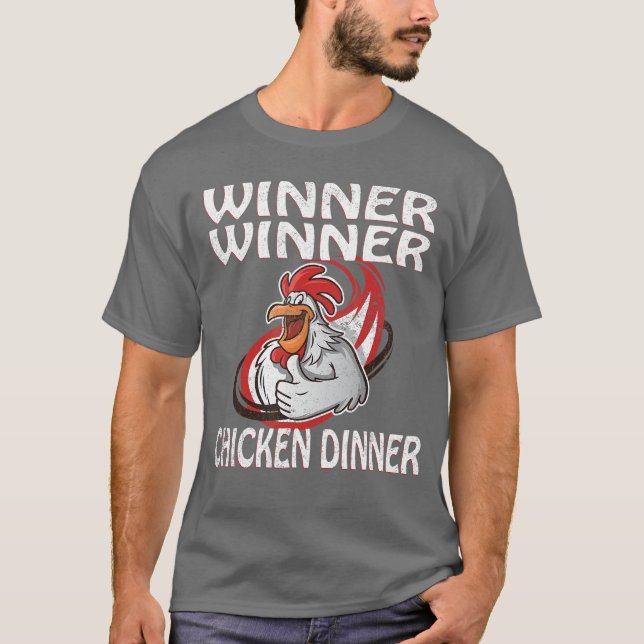 Camiseta Vencedor Perdedor Jogo de Vídeo Jantar de Frango J (Frente)
