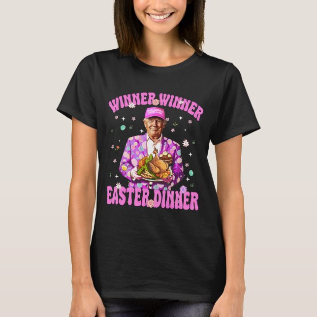 Camiseta vencedor vencedor jantar de Páscoa T coxa, retrô,  (Frente)
