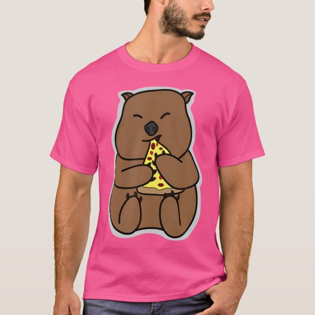 Camiseta Vendedor Australiano Comendo Pizza Irônica (Frente)